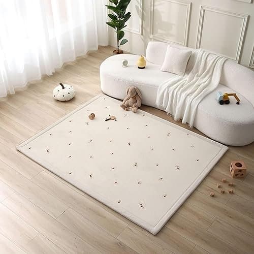 Hakuna Matte Cloud-soft baby play mat 200x150x2.5cm, Floral Design – children's room rug memory foam – baby crawling mat with non-slip backing – playmat, children's rug, tatami mat