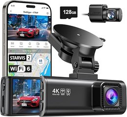REDTIGER 4K Dash Cam Front and Rear, Fastest 5.8GHz Wi-Fi6 Dashcam with 128GB SD Card, STARVIS 2 Ultra Night Vision Dash Camera, 3.18” Screen, 170°Wide Angle, 24H Parking Mode, Max 512GB(F7NP)