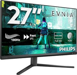 Philips 27M2N3200AM 27 inch FHD Gaming Monitor 180Hz, Fast IPS Panel, 0.5ms MPRT, Adaptive Sync, HDR10, G-Sync Compatible, Height Adjustment, Speakers, (1920x1080 HDMI 2x 2.0 DP 1x 1.4 ) Dark grey
