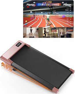 Superun Walking Pad Raceable 6% Incline 2.5HP Under Desk Treadmill 136KG Capacity 6/ 12KM/H Foldable Treadmill with HIIT & MIIT Programs APP Control Portable Walking Machine for Home