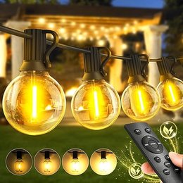 Garden-Outdoor-Lights-Mains-Powered-String-Festoon-Light LED 100ft 30M Outside Lighting Waterproof Bulb Patio Gazebo Party Pergola Wedding Backyard Porch Yard Terrace Electric Festival G40 Connectable