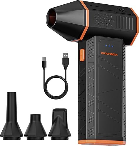 WOLFBOX MF50 Compressed Air Duster-110000RPM Super Power Cordless Air Duster, 3-Gear Adjustable Mini Blower with Fast Charging, Dust Blower for Computer, Keyboard, House, Outdoor and Car
