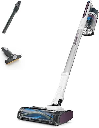 Shark PowerPro Cordless Stick Vacuum Cleaner, Anti Hair Wrap, FloorDetect Tech, Anti-Allergen, Up to 50min Runtime, XL Dust Cup, Handheld Mode, Crevice & Upholstery Tool, Silver/Mauve IZ370UK