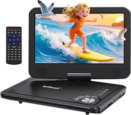 ieGeek 12.5" Portable DVD Player with 10.5" HD Swivel Screen, 5 Hrs Battery, Car Travel DVD Players for Kids & Elderly, Region Free, Support Sync TV/USB/SD Card/Earphone/Multiple Disc Formats, Black