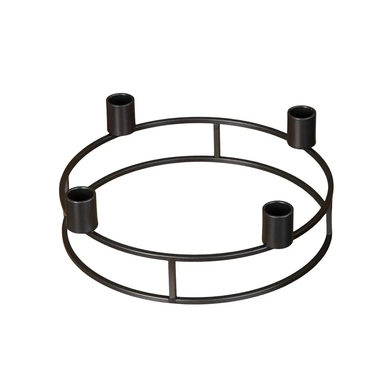 Samuel Alexander 25cm Black Metal Taper Candle Ring Holder Black