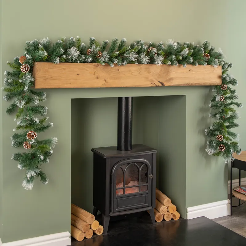 1 270cm x 25cm Frosted Glacier Christmas Garland with Pine Cones