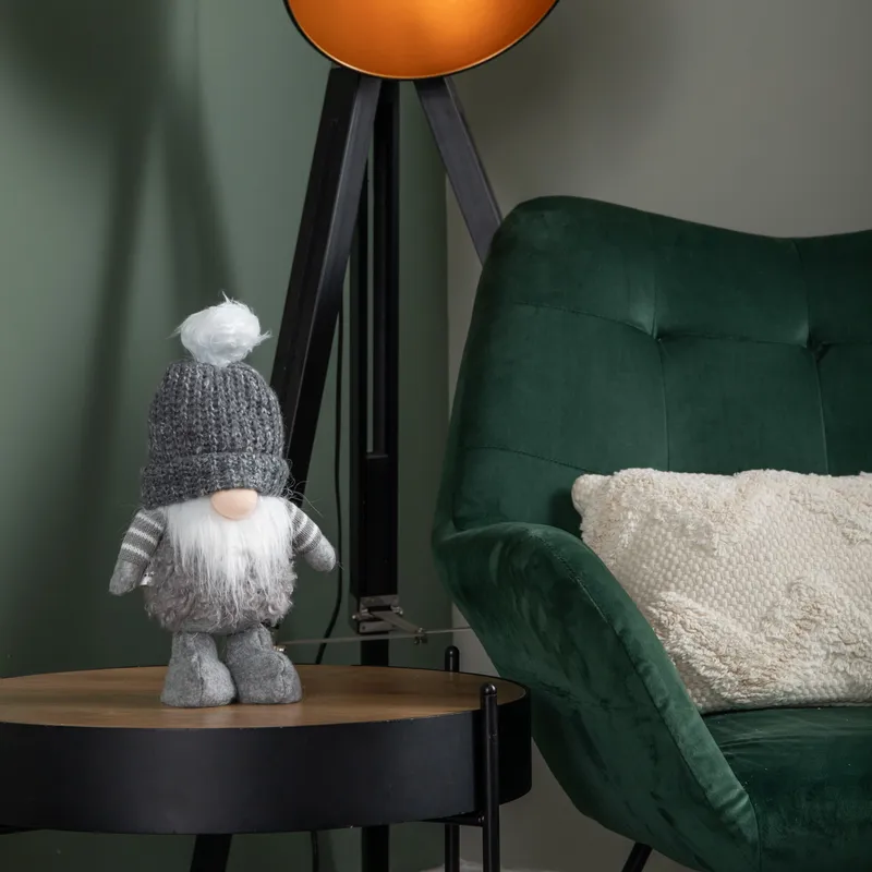 1 30cm Grey Gonk with Bobbly Hat Christmas Decoration