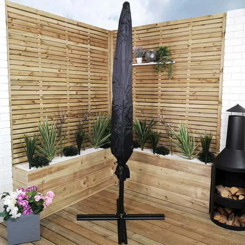 1 3m Waterproof Cover for Hanging Banana Cantilever Garden Parasol in Black