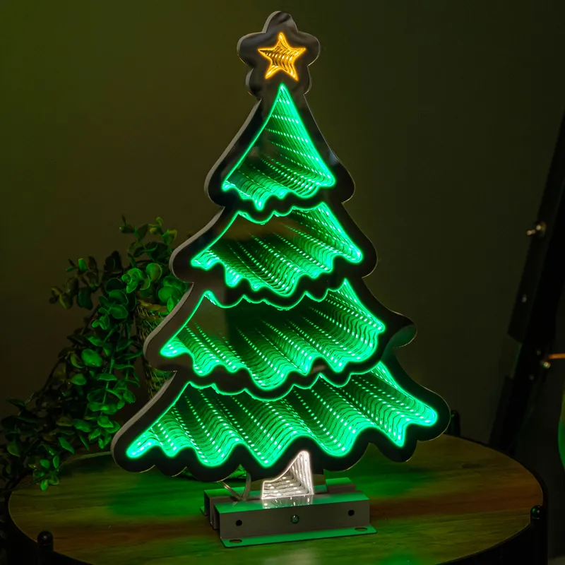 Samuel Alexander - 40cm Infinity Standing Christmas Tree with Metal Base and Green LEDs