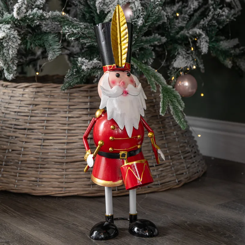 1 44cm Hand Painted Metal Christmas Captain Santa Decoration