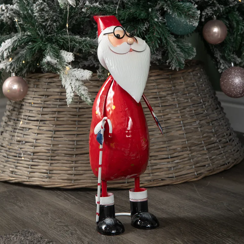1 44cm Hand Painted Metal Christmas Polka Dot Santa Decoration