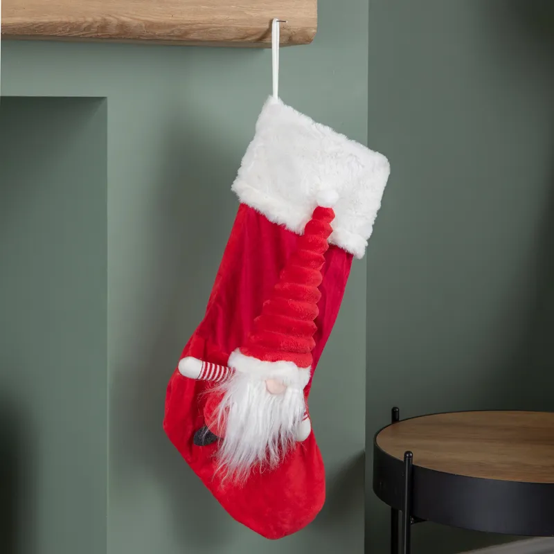 Samuel Alexander 53cm Red and White Hanging Christmas Gonk Stocking