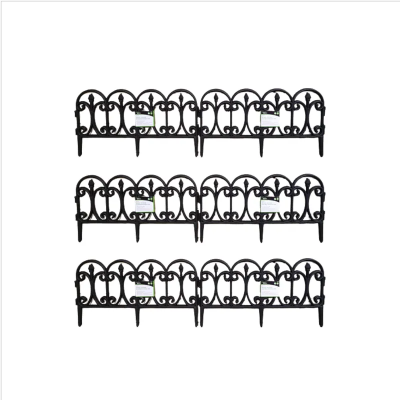 Samuel Alexander 6 x 23cm 4 Piece Black Ornate Garden Border Fence Edging Size: 6 x 23 cm Black 6 x 23 cm