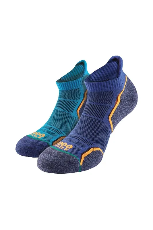 1000 Mile Men's 2 Pack Run Socklet - Single Layer Socklet Twin Pack in Blue Size: 6-8.5 Blue 6-8.5