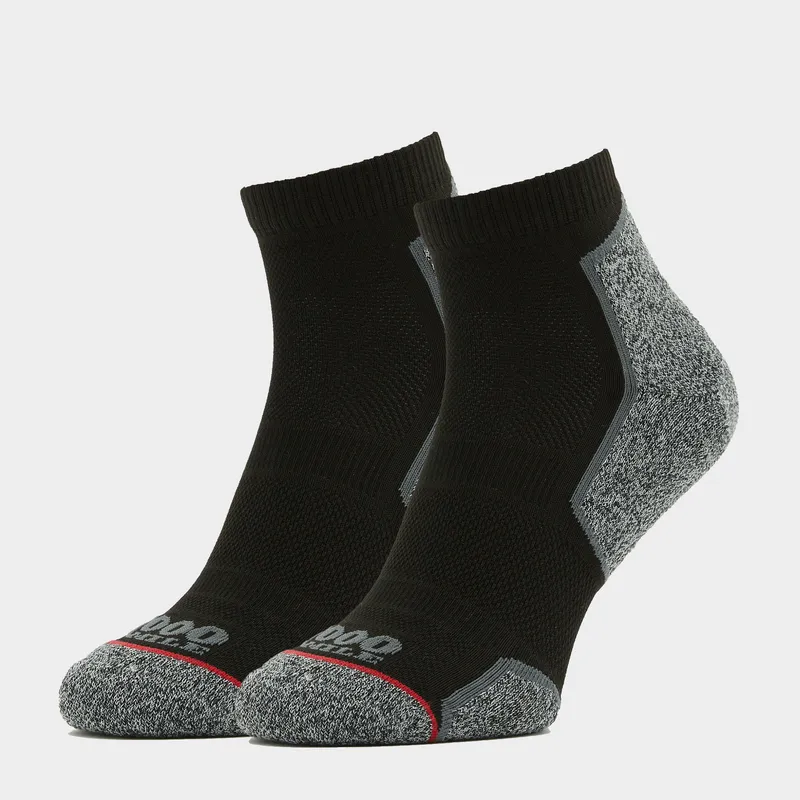 1000 Mile Men's Run Anklet Twin Pack, Black L