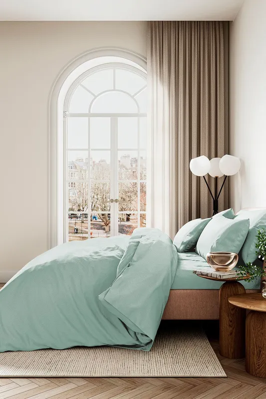 1951 'Luxury 400 Thread Count' Cotton Sateen Duvet Cover Set in Green Size: King Green King