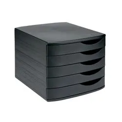 5 Star Elite Desktop Drawer Set 5 Drawers A4 and Foolscap Black/ Black
