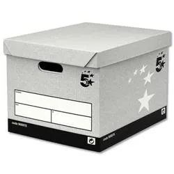 5 Star Facilities Storage Box Self-Assembly Grey [Pack 10] [Pack 10]