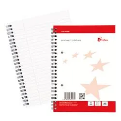 5 Star Office 5 Star Wirebound Notebook A5 Ruled 50Lf - 942598 - 942598