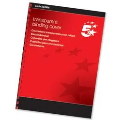 5 Star Office Comb Binding Covers Pvc 250 micron A4 Clear [Pack 100]