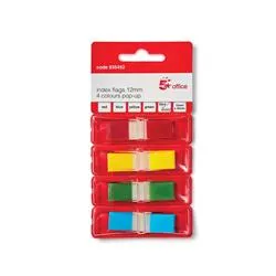 5 Star Office Index Flag 4 Bright Colours 12.5x50mm 5 Packs of 35