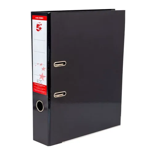 5 Star Office Lever Arch File 70mm Spine Foolscap Black [Pack 10]
