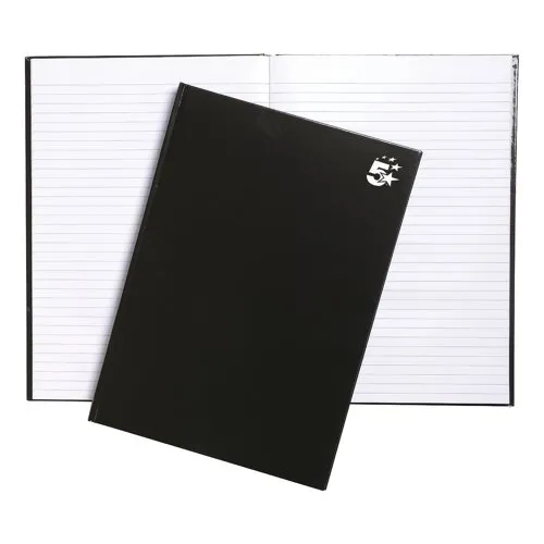 5 Star Office Notebook Casebound Hard Cover Ruled 80gsm A4 [Pack 5]