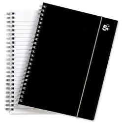 5 Star Office Notebook Wirebound Elasticated A5 Black Pack 6