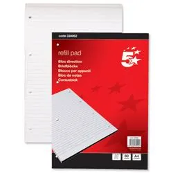5 Star Office Refill Pad Headbound Feint Ruled [Pack 10] - 330062