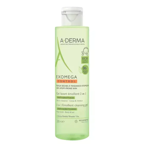A-Derma Exómega Control 2-In-1 Emollient Washing Gel 200ml