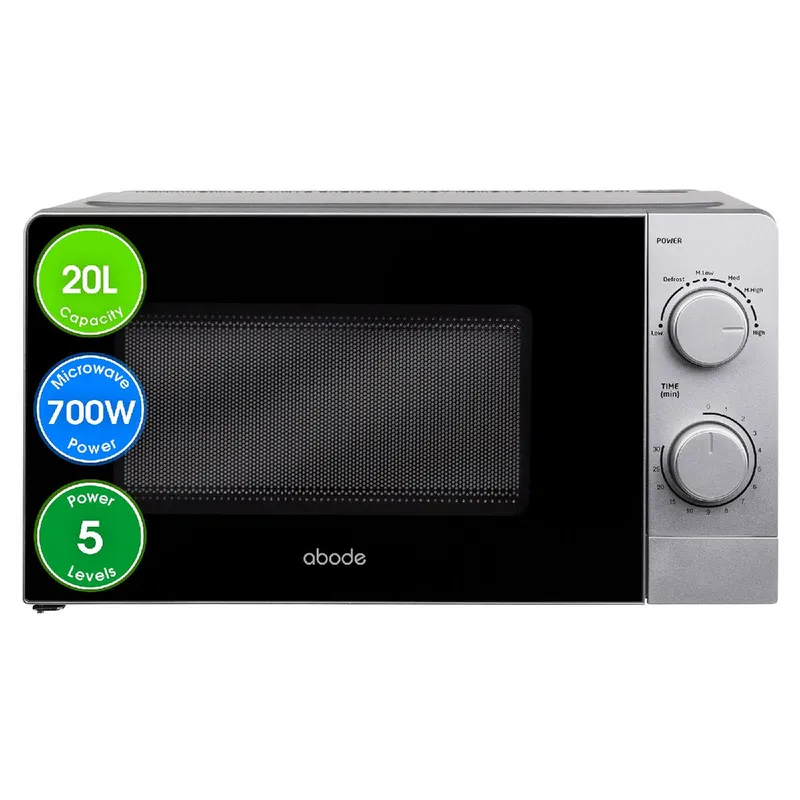 Abode 20 Litre 700W Manual Microwave with Defrost AMM2005B in Silver Silver