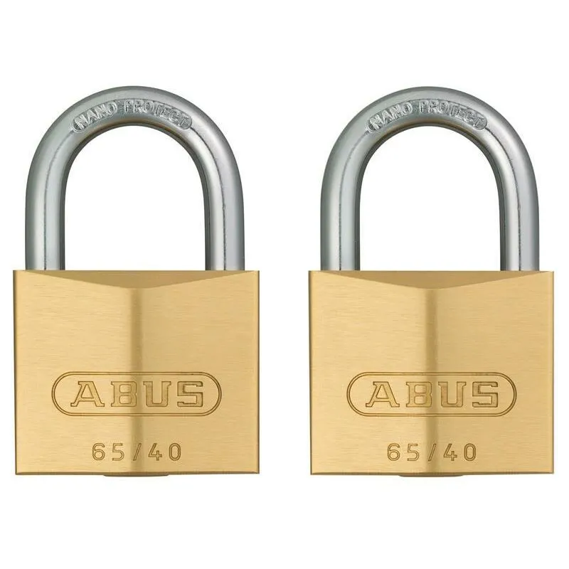 Abus 09859 65/40mm Brass Padlock Twin Carded
