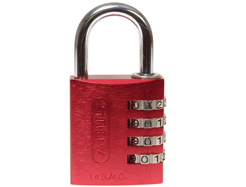 Abus 145 Series Aluminium Combination Padlock 40mm Red Standard