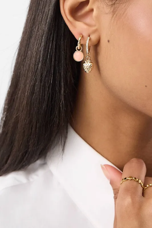 Accessorize Women's 3-Pack Cherry Pearl Hoop Earrings in Pink Pink
