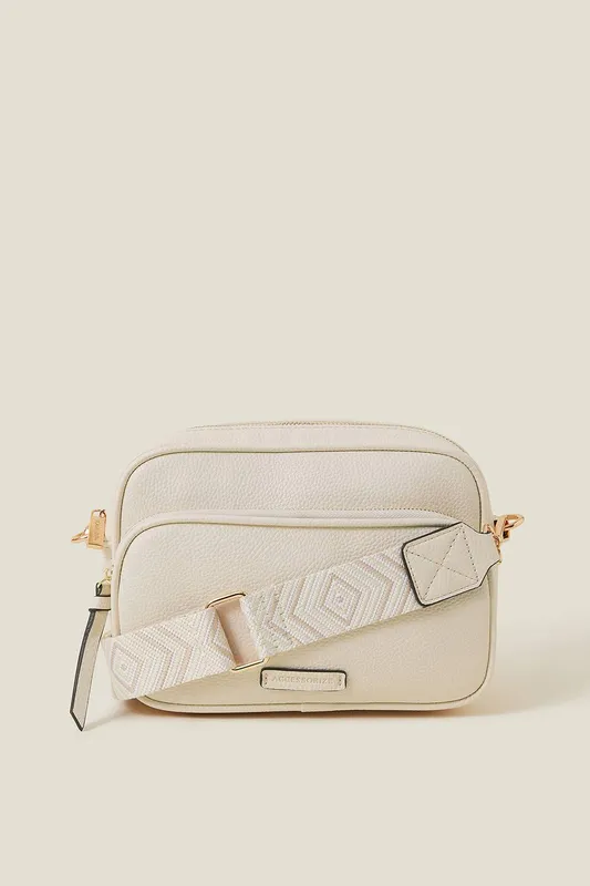 Accessorize Women's Dina Double Zip Cross-Body Bag in Cream - Cream - Size: One Size