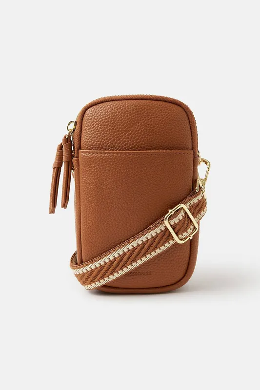 Accessorize Women's Double Pouch Phone Bag in Tan Tan female