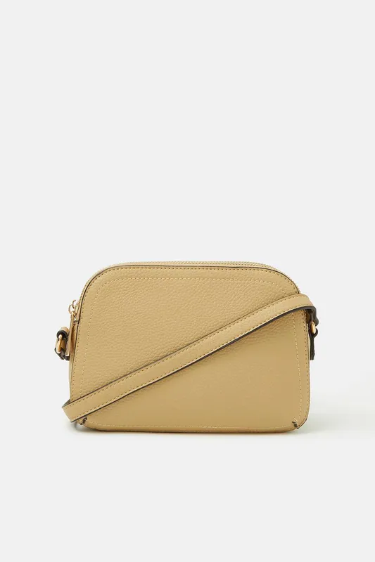 Accessorize Women's Double Zip Crossbody Bag in Light Sand Light Sand One Size