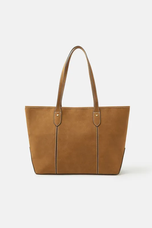 Accessorize Women's Faux Suede Tote Bag in Tan - Tan