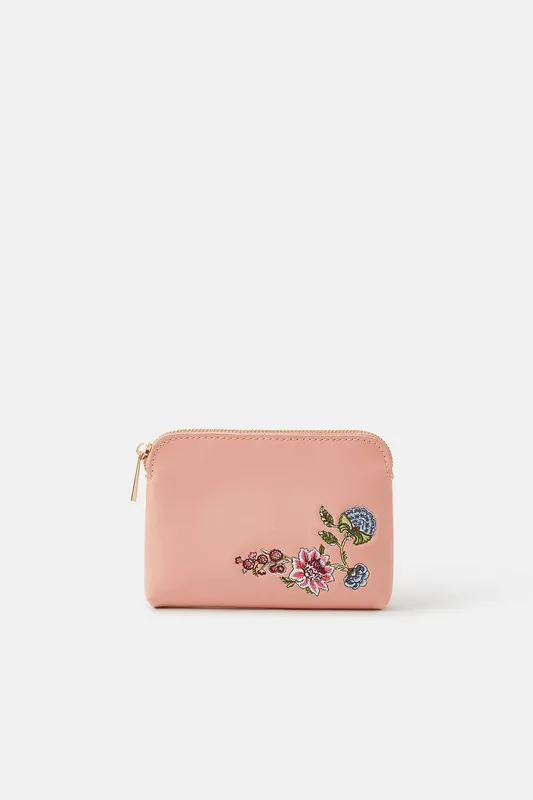 Accessorize Women's Floral Embroidered Coin Purse in Pink Pink One Size female