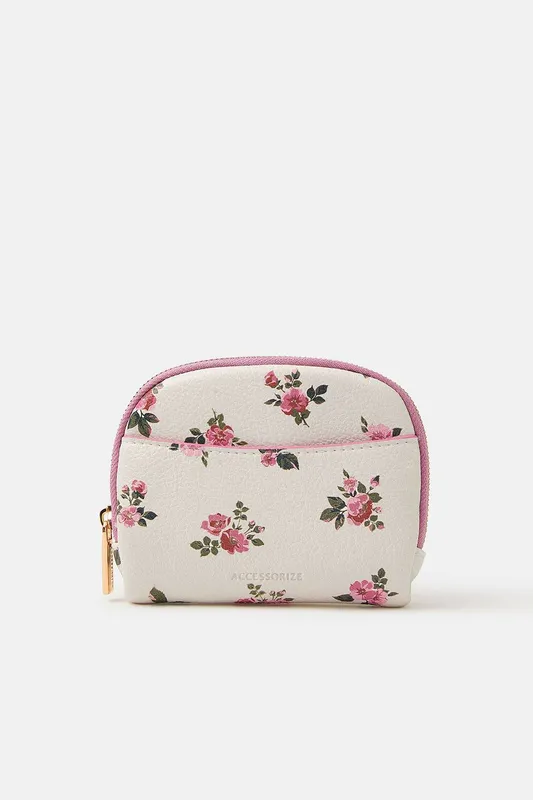 Accessorize Women's Floral Print Coin Purse in Cream - Cream