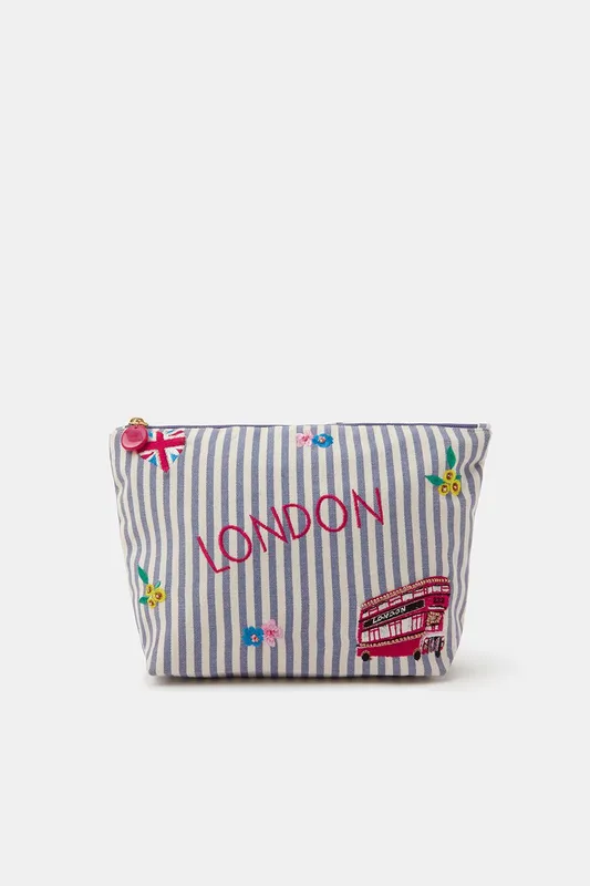 Accessorize Women's London Stripe Make Up Bag in Blue Blue One Size