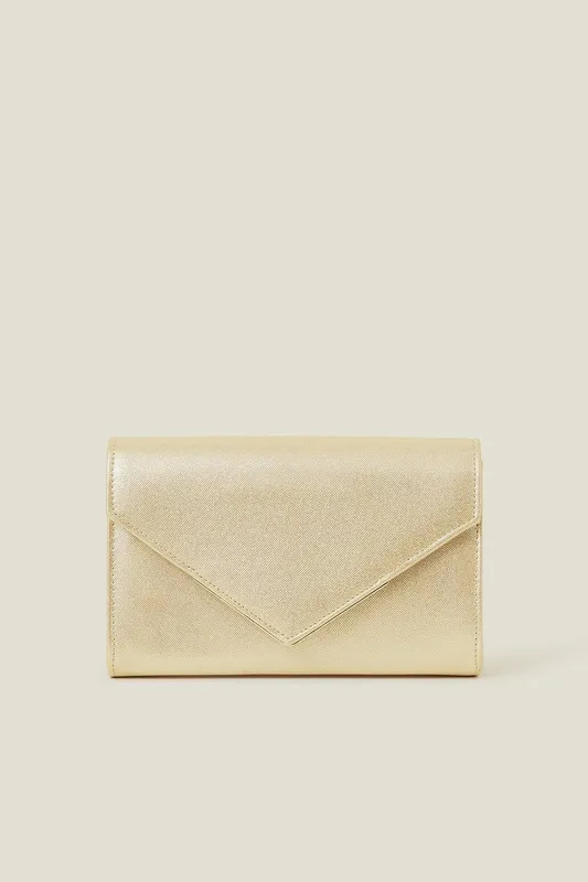 Accessorize Women's Metallic Envelope Clutch Bag in Gold Gold One Size