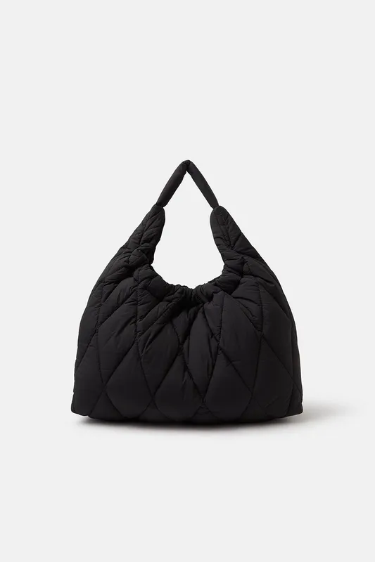 Accessorize Women's Nylon Quilted Shopper Bag in Black Black female