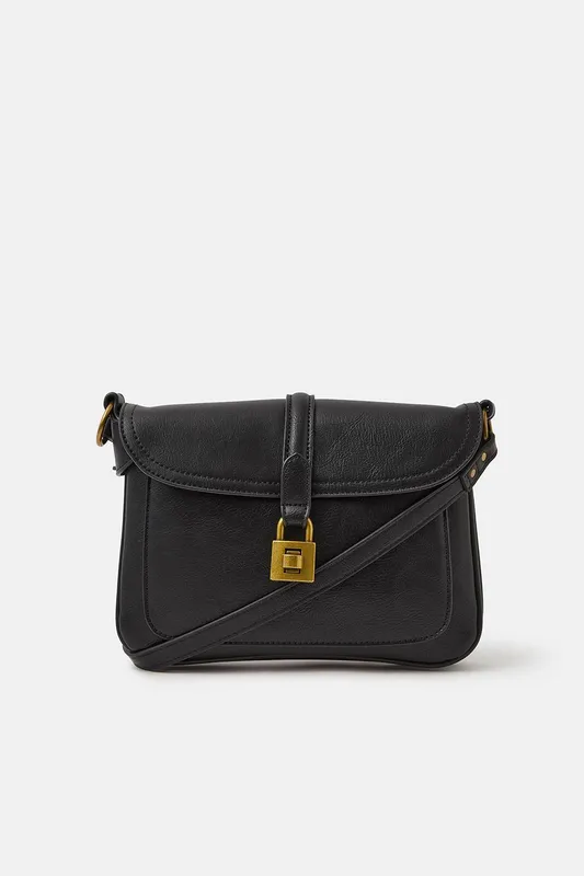 Accessorize Women's Padlock Crossbody Bag in Black - Black