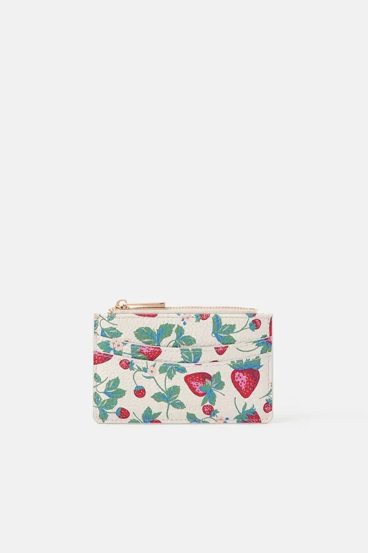 Accessorize Women's Strawberry Print Card Holder in Cream Cream female