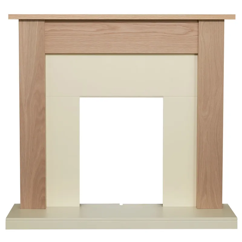 Adam Fires & Fireplaces Adam Southwold Fireplace in Oak & Cream, 43 inch in Light Oak Light Oak