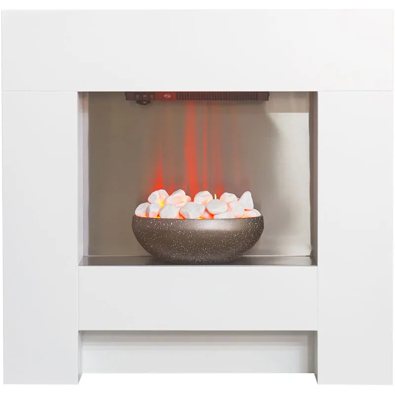 Adam Cubist Electric Fireplace Suite in White