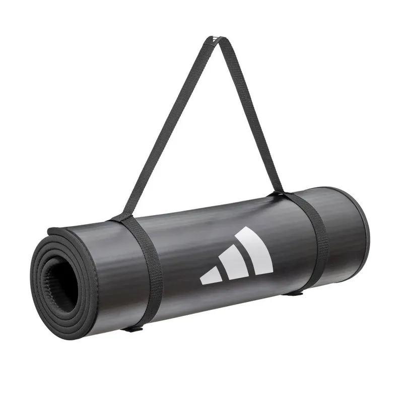adidas Unisex 10mm Thick Training Mat w/ Carry Strap in Black Black female