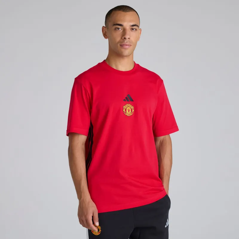 Manchester United x adidas Essentials 3-Stripes T-Shirt Red S