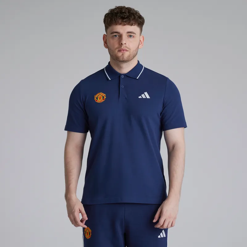 Manchester United x adidas Essentials Pique Polo Shirt Blue M